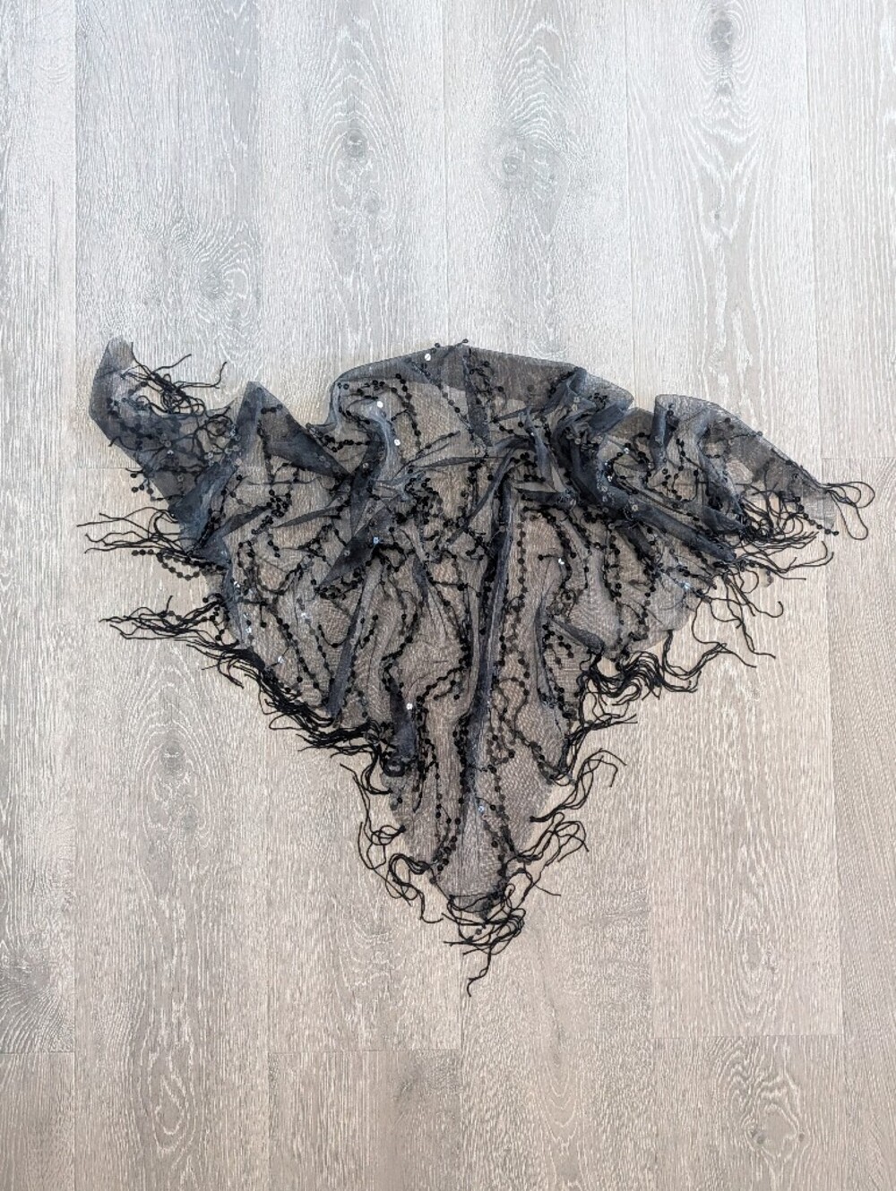 Black Mesh Sequin Scarf Wrap